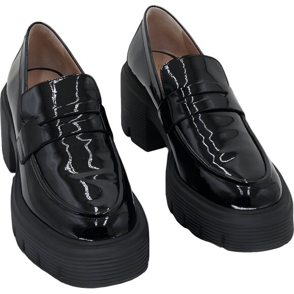 Stuart Weitzman Soho Patent Loafers Platform Black US 9M EU 39.5 - Picture 1 of 6